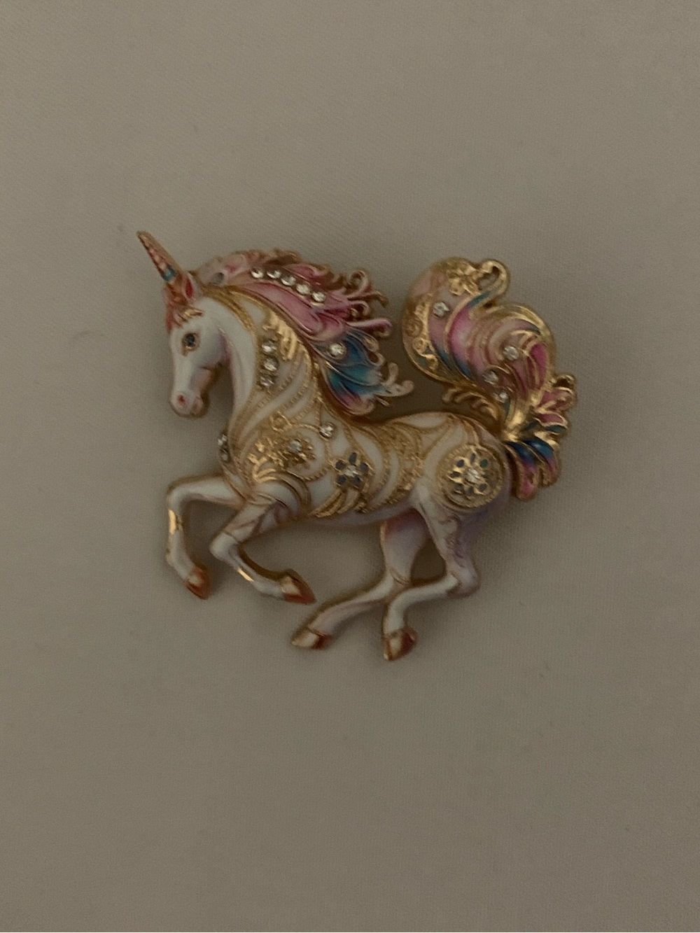 Unicorn Brooch with Gold Trim